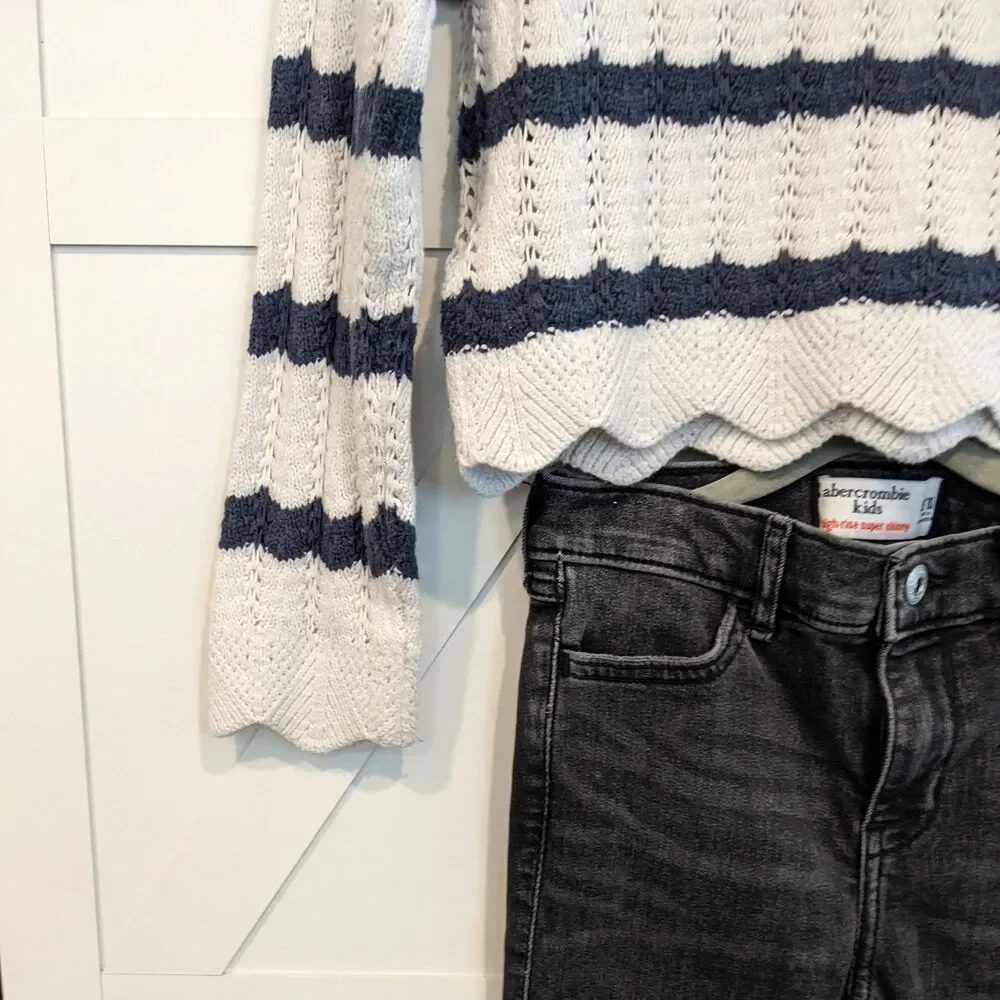 Abercrombie Kids Outfit Sweater Jeans Set Striped Size 9 10